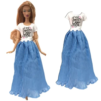 1 бр. лятна ежедневна дълга рокля, цели риза с къси ръкави, празнична облекло за щастливи момичета, аксесоари за Барби кукли, Играчки 275A