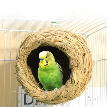 1 бр. натурална слама ръчно изработени bird ' s nest Голубятня Гнездо за папагал Топла спалня за домашни любимци Вътрешен двор Клетки за малки животни