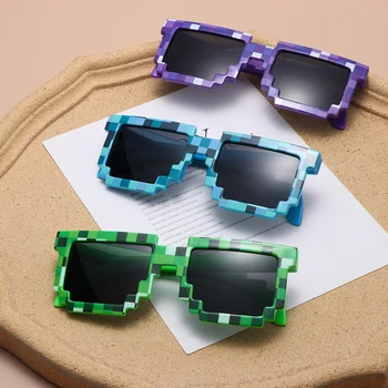 1 бр. слънчеви очила за възрастни, играчка за cosplay, квадратни очила, пиксел мозайка, Слънчеви очила