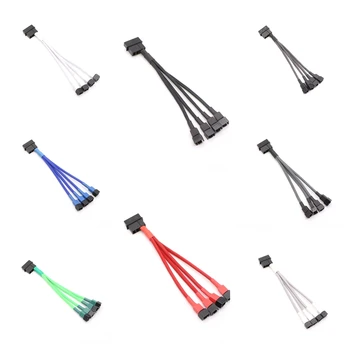 10 бр./лот, разноцветни ръкави, 12 IDE Molex 4Pin-4x 3Pin/4Pin кабел-адаптер за захранване на вентилатора - 4 начина.