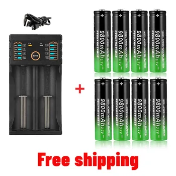 100% neue 18650 batterie 3,7 V 9800mah li-ion batterie mit ladegerät für Led taschenlampe batery litio batterie + 1 ladegerät