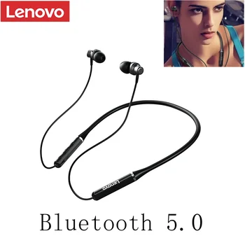 100% Нови оригинални слушалки Lenovo Bluetooth слушалката е безжична аурикулярная осветление на Шийката на носна кърпичка Микрофон с шумопотискане Водоустойчив стерео