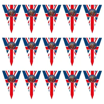 15 бр. Флаг Union Jack, триъгълник, Знаме на Коронацията на Краля на Англия, Знамето на Крал Чарлз, Флаг на Великобритания За Нов кралския подвесного украса