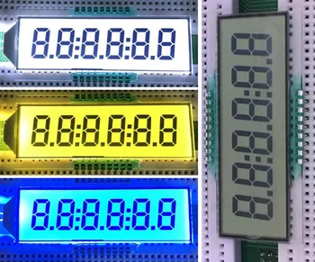 18PIN TN Положителен 6-битов сегментен LCD дисплей с цифров ламповой панел 3V (Бяла/жълта/синя подсветка/Без осветление)