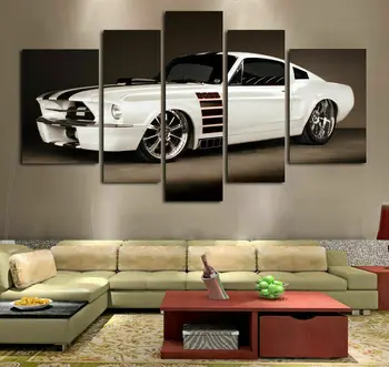 1969 Mustang Класически автомобил 5 бр. платно Стенен художествен плакат Начало Декор HD Печат на Снимки Без рамки 5 Панели Декор на стая