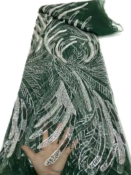 2023 експлозивна тръба от мъниста, бродирани окото лейси плат, африканска изискан модерен плат за вечерна рокля с пайети/5 ярда