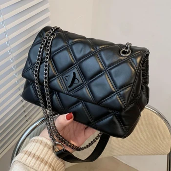 2023 Модерна чанта на верига през рамо, дамски кожени стеганая чанта от изкуствена кожа, луксозни Дамски чанти, дамски чанти, дизайнерски пътна чанта A Main Femme