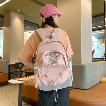 2023 Пролетната студентска училищна чанта с писмото принтом, корейската версия, раница с завязками на съвсем малък голям Капацитет
