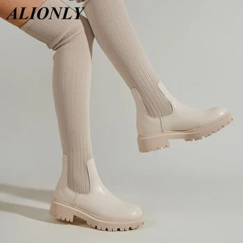 Alionly /Новост 2023 г.; есенно-зимни чорапи над коляното; Дамски обувки; дамски обувки на дебелите ток и дебела подметка; Bottes Pour Femmes