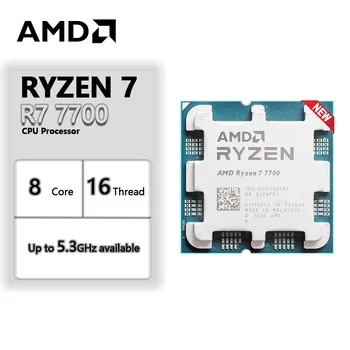 AMD Ryzen 7 7700 ах италиански хляб! r7 7700 3,8 Ghz и 8-ядрен 16-стрийминг процесор на 5 НМ L3 = 32 M 100-000000592 Гнездо AM5 Абсолютно Нов, но без охладител