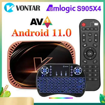 Amlogic S905X4 Android 11 TV Box 4 GB 128 1000 М Двоен Wifi 4K AV1 Youtube VONTAR X4 Android11.0 мултимедиен плейър 4G 32G телеприставка