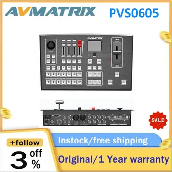 AVMATRIX PVS0605 6-Канален много формати Преносим Видеомикшер-Смесител със записващо устройство multiview за телевизионни предавания в YouTube на живо