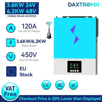 DAXTROMN 3,6 6,2 кВт кВт Хибриден Слънчев Инвертор 48 220 В 80A MPPT Слънчев Контролер 90-450 В Мрежата на Инвертор С Обратна Връзка по Мрежа Wifi