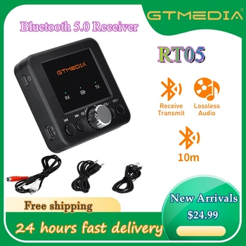 GTMEDIA Bluetooth 5,0 RCA Приемник аудиопередатчик RCA и 3.5 мм AUX безжичен адаптер за автомобил на КОМПЮТЪР, слушалки за телевизор, аудиоприемника RCA