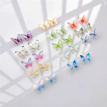 Hisenlee 9X10 мм мини-смола във формата на пеперуда, 3D окачване за нокти, женски накити за дизайн на ноктите, Microlandschaft, 30 бр/пакет