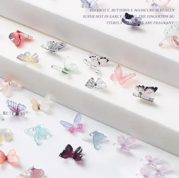 Hisenlee 9X10 мм мини-смола във формата на пеперуда, 3D окачване за нокти, женски накити за дизайн на ноктите, Microlandschaft, 30 бр/пакет