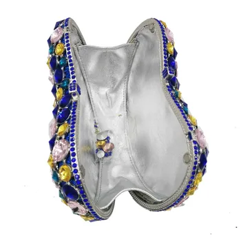 KHNMEET Луксозни Чанти с сини кристали, Сватбен чантата си, сватбени и вечерни чанти, дамски портфейл за партита SC899