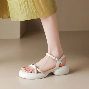 Phoentin/ Нови дамски Сандали на платформа и средно масивна ток; колекция 2023 г.; Лятна Мода Ежедневни обувки, за Разходки с кръгла Пръсти; по-големи размери 43 FT2518