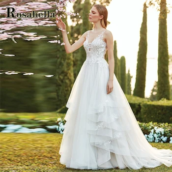 ROSABELLA/ модни многослойни сватбени рокли от тюл за жени с аппликацией Vestidos De Новия Brautmode Personized Plus