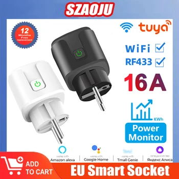 Szaoju Умен Изход EU 16A/20A AC100-240V Wifi Smart Plug Power Outlet, Гласово Управление Алекса Google Home, За приложение на Hristo Smart Life