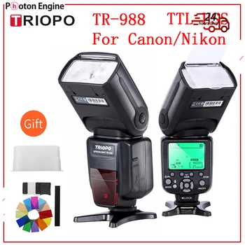 TRIOPO TR-988 TTL и Високоскоростна светкавица Speedlite за цифров огледално-рефлексен фотоапарат Canon и Nikon 6D 60D 550D 600D D800 D700