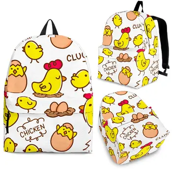 YIKELUO/Сладко детска, училищна чанта с принтом пиле/пиле, удобни регулируеми колани, бяла раница, чанта с изображение на животно