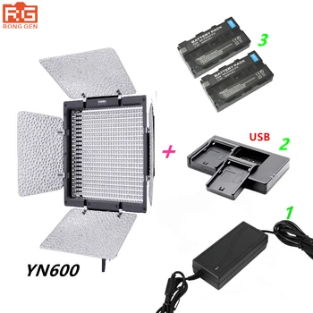 YONGNUO YN600 Led светлини Yongnuo YN-600L 3200-5500k за видео + ac Адаптер + 2 * NP-F550 + USB зарядно устройство