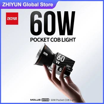 ZHIYUN MOLUS G60 Photography Lighting 60W Light Джобен COB led лампа за видеозаснемане TikTok YouTube на открито