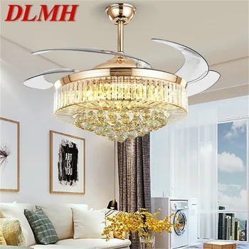 Вентилатор на тавана DLMH с невидим луксозен хрустальным сребрист led светильником с дистанционно управление за Модерен дом