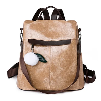 Висококачествен раница от изкуствена кожа, мека Кожена дамски реколта чанта, ученически чанти, раница, ежедневна чанта на рамото, Ретро раница