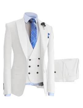 Висококачествени класически мъжки костюми, джентълменско комплект, монофонични яке с яка-часова, панталон, риза, идеални за бизнес срещи и официални събития