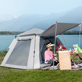 Водоустойчив фамилна палатка на открито, лек и моментната настройка, Преносими сгъваеми парк оборудване за 3-4 човека, напълно автоматично, бързо разкриваща се