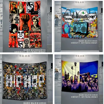 Голям Хип-хоп и рок музика висящ плат флаг банер с логото на група плакат, Стикер на Стената гоблен Бар кафене банкетна декор