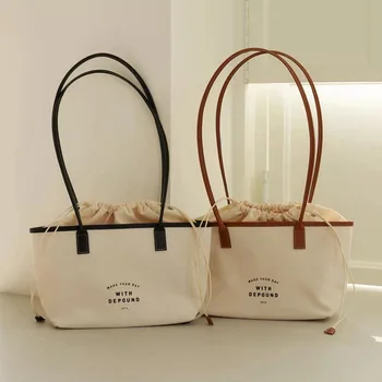 Дамска чанта с нов стил, проста холщовая чанта от съвсем малък с букви на съвсем малък, в продажба пазарска чанта