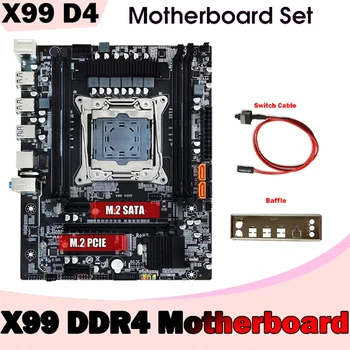 Дънна Платка настолна X99 + Стена + Кабел за превключване Комплекти DDR4 Поддържат 4X32G За 5820K 5960K E5-2678 V3 E5 2676 V3 CPU