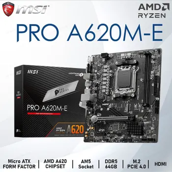 Дънната платка е с вход AM5 MSI PRO A620M-E AM5 Поддържа процесор Ryzen серия 7000 DDR5 64GB M. 2 за настолни компютри AMD B620 дънна Платка AM5 Нова