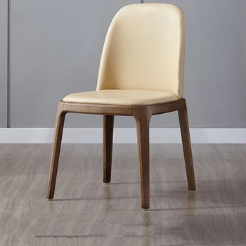 Дървена Релаксираща минималистична трапезария стол за дневна с прозрачен под, маса за хранене, стол за спалня, Кожена дизайнерски Мебели за дома Silla Comedor