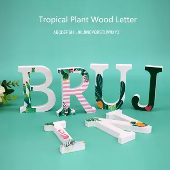 Дървена украшение от букви на английската азбука от A до Z, направи си сам, отделно стояща тропическо растение, декоративни букви, сватбена декорация за дома