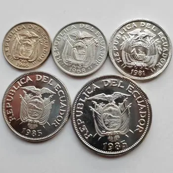 Еквадор, пълен набор от 5 монети началото на 1946-1985 г., нови UNC, 100% оригинални