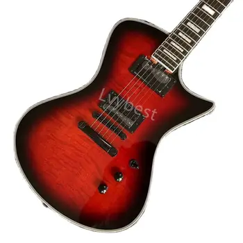 Електрическа китара Lvybest Custom Music M с пламенеющим кленов езда, електрическа китара с лъскава задната страна