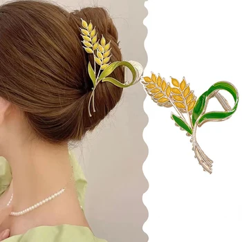 Женски Цветя Пшеница, кухи геометрични метален нокът за косата, годината на реколтата щипки за коса, шнола за коса, Модни аксесоари за коса