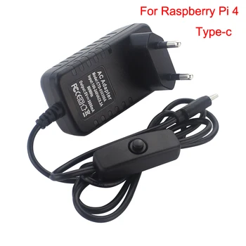Захранване Raspberry Pi 4 5V 3A захранващ адаптер Type-C с превключвател за включване/изключване EU, US, UK, AU Зарядно устройство за RPI 4 Model B