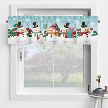 Зимните Коледна украса Дядо коледа за балдахина, завеси, коледа, снежен човек, празнично прозорец 137x45 см, душ завеса Коледа