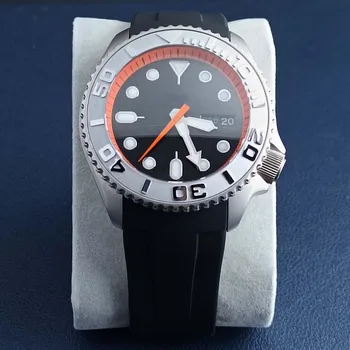 Изработена по поръчка мода Япония NH36 40,5 мм Мъжки часовници син сапфир корпус Автоматично мъжки часовници с керамично безелем каишка от Каучук