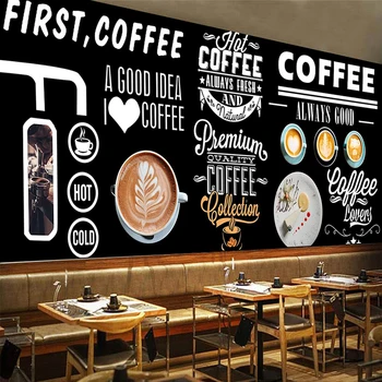 Изработена по поръчка фотография 3D Черна дъска Ръчно рисувани Кафене в Западен Ресторант Бар Инструменти за декорация на дома Плакат рисувани Стенни Тапети