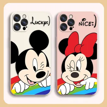 Калъф За iPhone 14 13 12 11 Pro XS Max Mini X XR 7 8 6 6S Plus Цветен Обикновен Течен Силиконов Калъф D-Disney Mickey Мики Маус
