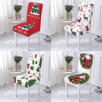 Калъф за стол в рождественском стил, гъвкави калъфи за столове в трапезарията, калъф за бар стол за сядане с шарени елхи, домашен Stuhlbezug