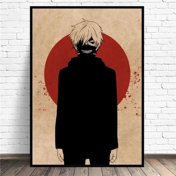 Канеки Кен Токио гюл Аниме Плакат на Стенно изкуство, Печат на Картини върху платно за домашен интериор дневна