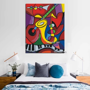 Картина върху платно на Пикасо Абстрактна Живопис с маслени бои в американски стил, без рамка, слама човек изкуство, начало декор, подарък за стена