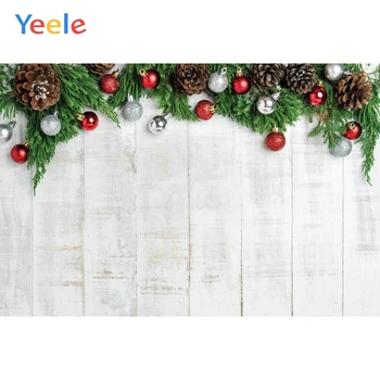 Коледна клонка борови Шишарки, Топчета от бялата дървена табла, на фона на детски партита, фото фон за фото студио